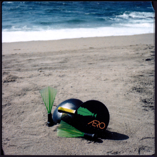 Aerro Sport Product on sand Laguna Beach location product shot with Richard Fukuhara