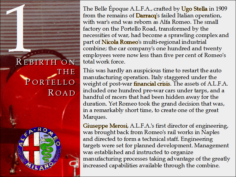 Alfa Romeo: View from the Mouth of the Dargo First digital automtive publication Chapter One Alfa Romeo: View from the Mouth of the Dargo First digital automtive publication Chapter One